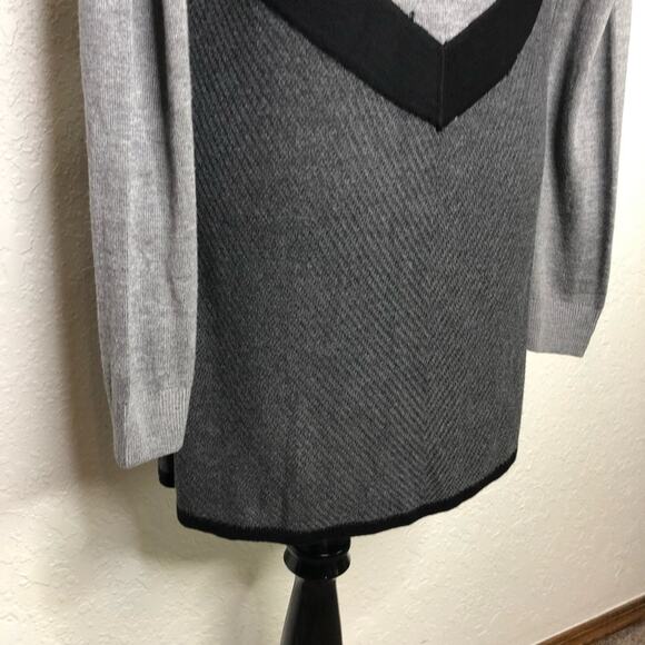 WHBM gray black chevron open front draped cardigan size Small - Picture 11 of 14